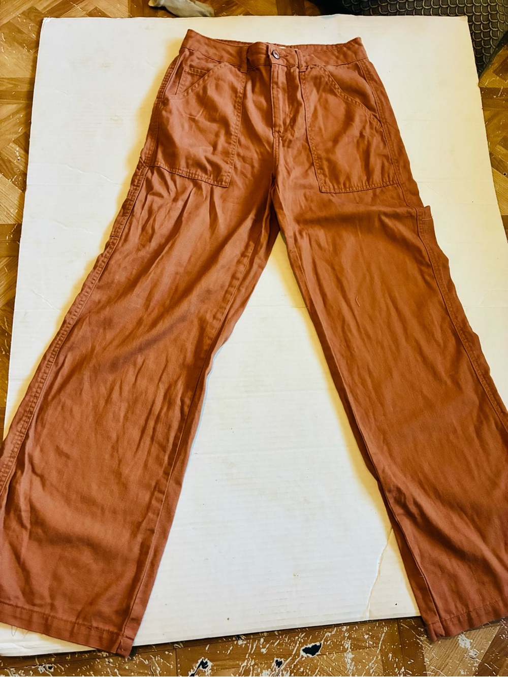 Women's Rust Cargo Pants with Wide Leg